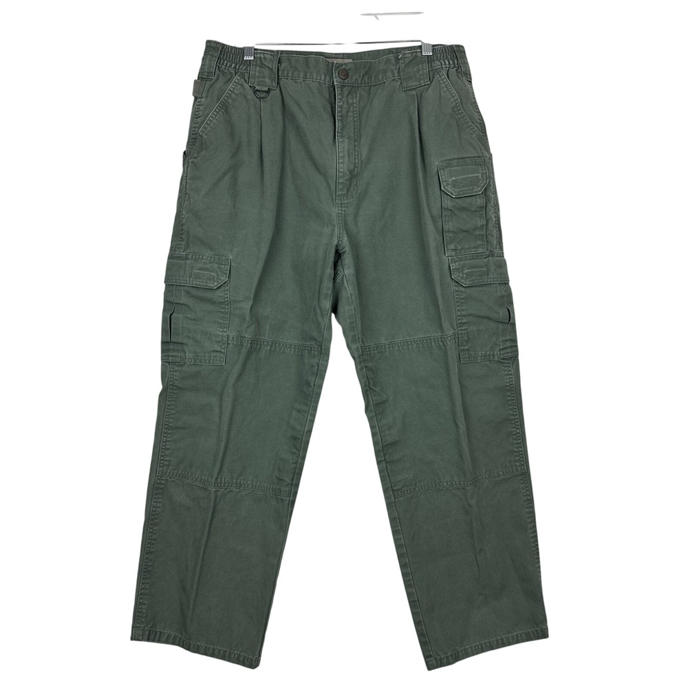 511 Tactical Pants Mens 38x30 Green Canvas Cargo Double Knee Straight Fit Cotton